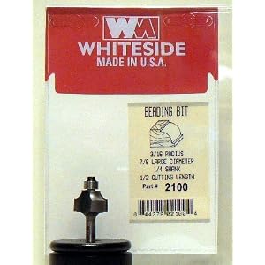 PART #2100 CARBIDE-TIP 2 FLUTE BEADING BIT W BALL BEARING GUIDE 3 16 RADIUS X 7 8 DIA X 1... by Whiteside