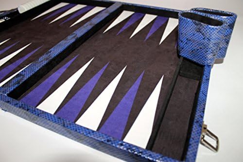 18" Luxury Python Backgammon Set Blue with Velvet Inlay
