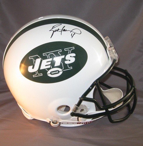 Brett Favre Autographed/Hand Signed New York Jets Full Size Authentic Proline Football Helmet