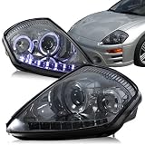 2000 - 2005 Mitsubishi Eclipse Dual Halo Smoke Housing Projector Headlights w  LED... by HK5