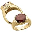 14Kt Yellow Gold Genuine Mozambique Garnet Diamond Ring