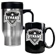 Houston Dynamo MLS Stainless Steel Travel Mug and Black Ceramic Mug Set - Primary Team Logo by Great American Products
