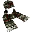 Winter Plaid Ribbon Bow Newsboy Cabbie Hat Softer Than Cashmere Scarf Black