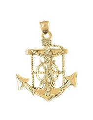 Gold-Plated 925 Sterling Silver Mariners Cross/Crucifix Pendant