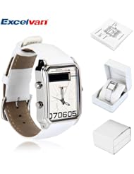 Woman Stylish NEWEST White Genuine Leather Band USB Rechargeable Watch Bluetooth Wristwatch Gift