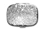Silver Rectangular Leaves Pill Box Case with Mirror