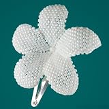 Hawaiian Plumeria flower - bright pearly white - beaded bridal flower (barrette)
