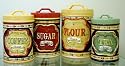 Country Store Kitchen Canister Set of 4 Ceramic Air Tight Seals