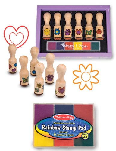 Happy Handles Deluxe Stamp Set and Large Rainbow Stamp Pad By Melissa and Doug