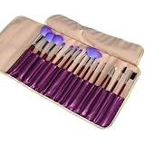 Purple 16pcs Professional Cosmetic Makeup Make up Brush Brushes Set Kit with Purple Fold Leather Case Bag