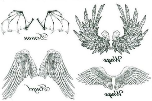 Black and White Angel Wings Totem Tattoo Sticker