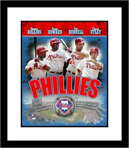 Buy Jimmy Rollins, Ryan Howard, Pat Burrell and Chase Utley Philadelpha Phillies MLB Framed 8x10... by All About Autographs