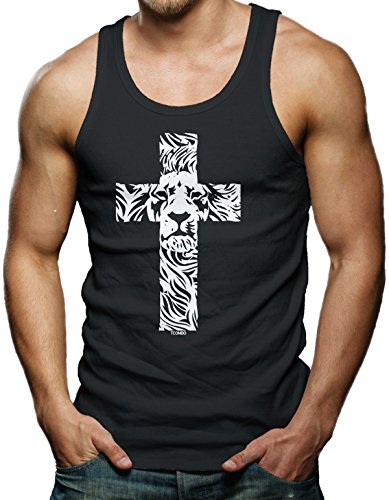 Lion Inside Christian Cross - Religious Men's Tank Top T-shirt