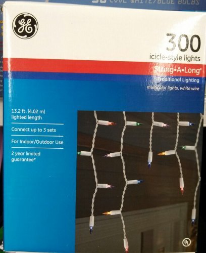 String-A-Long 300-Light Multi-Color Icicle Light Set-GE-61515HD