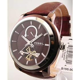 MENS FOSSIL BROWN LEATHER COOL AUTOMATIC WATCH ME3001