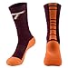 College Edition Men's Champ preformance Crew Sock, Maroon/Orange, Large 10-13