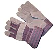 G & F 5035L-5 Premium Cowhide Leather Palm Gloves, Heavy Duty Fabric, Large, 5-Pair pack