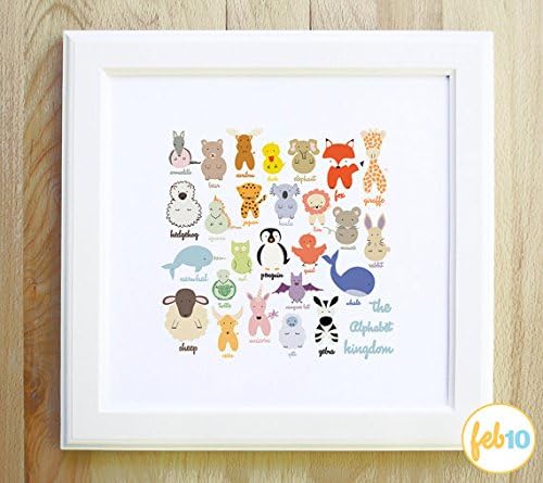 The Alphabet Kingdom colorful large 12" x12" art print