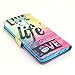 Deego Live the Life You Love Sparkle Pattern PU Leather Magnet Flip Wallet Cover with Stand for LG G3
