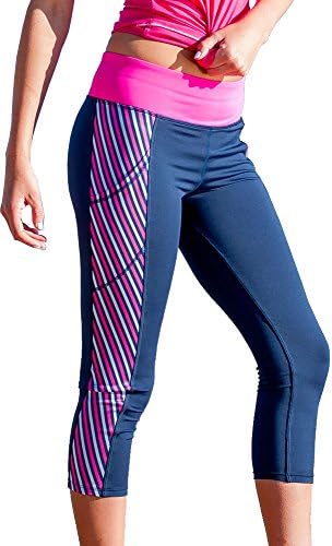Devon Maryn Women's Stripe Pocket Yoga Capris