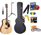 Yamaha FGX700SC Solid Top Cutaway Acoustic-Electric Guitar Bundle with Yamaha Hard Case, Starter DVD, Strap, Strings, Picks, Tuner, Stand, String Winder, Polish, Pick Card, and Polishing Cloth