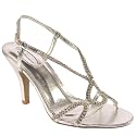 Womens Silver Diamante Spiral Party Sandals