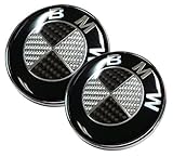 82mm/73mm Real Carbon Fiber BMW Black/Silver Hood/Trunk Emblems Badges