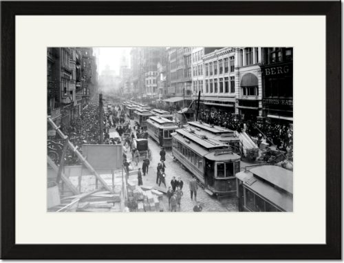 Black Framed/Matted Print 17x23, Trolley Parade, Philadelphia, PA