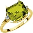 14K Yellow Gold Peridot and Diamond Ring