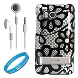 Silver Case with Black Flower 2 Piece Protective Crystal Hard Snap-On Prote ....