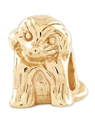 Reflection Beads Silver Gold Plated Sitting Puppy Dog Bead