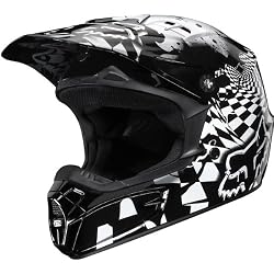 Fox Racing Checked Out Youth Boys V1 Motocross Motorcycle Helmet - White/Black