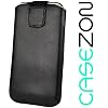 Nokia 1616 Original Casezon M  Handytasche Ledertasche Tasche Etui Slim Case Black Schwarz mit Auziehfunktion (Pullstrip)
