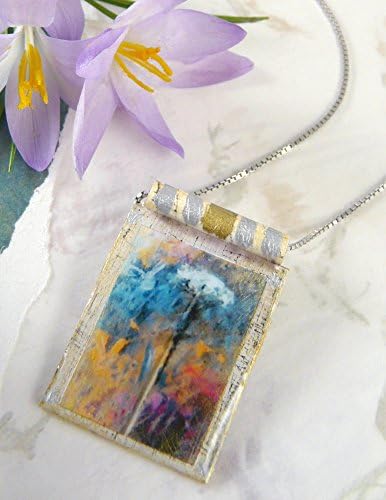 Art Print Necklace with Matching Gift Box: Queen Anne's Lace