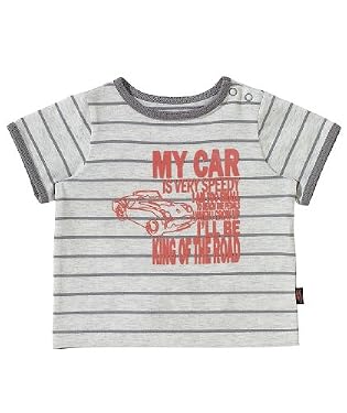 Stripe t-shirt with flocked car graphic 12-18months

