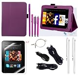 The Friendly Swede (TM) PU Leather Case Cover Bundle for Kindle Fire HD 7 Inch in Retail Packaging (NOT Compatible With Kindle Fire) (Purple)