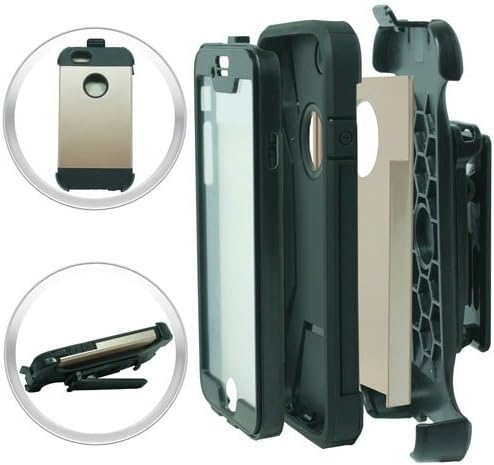 (Gold) Apple iPhone 6 6s THETUNZ (TM) 4 in 1 Super Armor Spectra Shield Hybrid Combo Phone Case Cover w/ Built in Screen Protector & kickstand