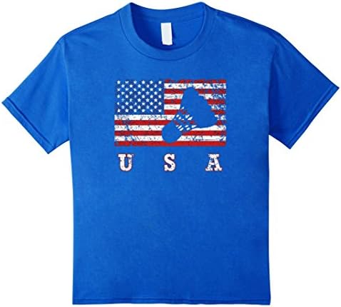Kids American Flag Badminton Shirt, USA Gift, Badminton Team 8 Royal Blue