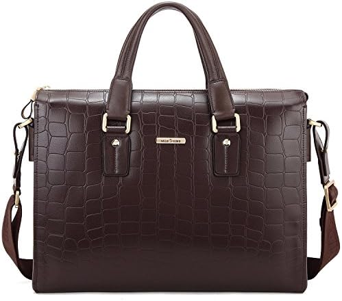 Wild Rhino Men's Handbag Business Briefcase Cross-section Fashion Leisure Bag Crocodile Leather Bag Brown