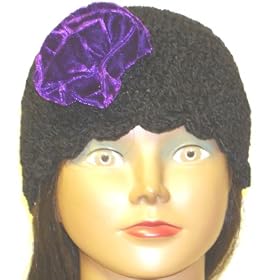 Hand Crocheted Black Color Chenille and Rayon Cotton Gimp Tweed Skull Cap for Women and Teens...