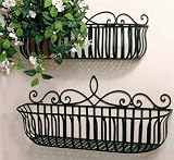 51eIjh1SiHL. SL160 Set of 2 Iron Milano Scroll Window Box Planters Black