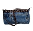Blue Denim Purse / Handbag with Genuine Leather made from Vintage, Used Denim