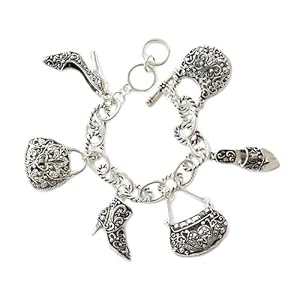 Buy Shoes and Handbags Intricate Design Silver Charm Bracelet by PammyJ Bracelet