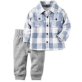 カーターズ ロンパース carter's 男の子用水色ブロックチェックインナーボアシャツジャケットxグレー長ズボン出かけ用上下2点セット (6months(61-67cm)) [並行輸入品]