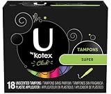 U by Kotex Click Tampon, Super Absorbency, 18-count Boxes (Pack of 4)