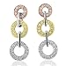 18k Tri Color Gold Circle Drop White, Yellow and Pink Diamond Earrings (HI, SI, 0.55 carat)