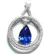 18K White Gold Tanzanite and Diamond Pendant