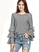 SheIn Women's Round Neck Ruffle Long Sleeve Blouse Small Grey