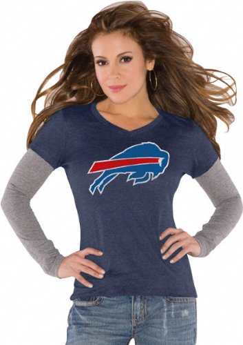 Buffalo Bills Navy Women's Primary Logo Tri Blend 