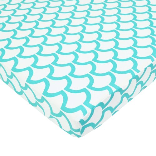 American Baby Company 100% Cotton Percale Fitted Portable/Mini Crib Sheet, Aqua Sea Waves